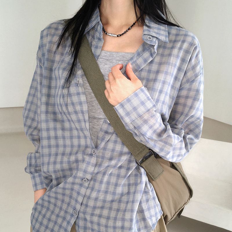 WONDER WONDER（ワンダーワンダー）の「Noki see-through check oversized shirt（Tops）」