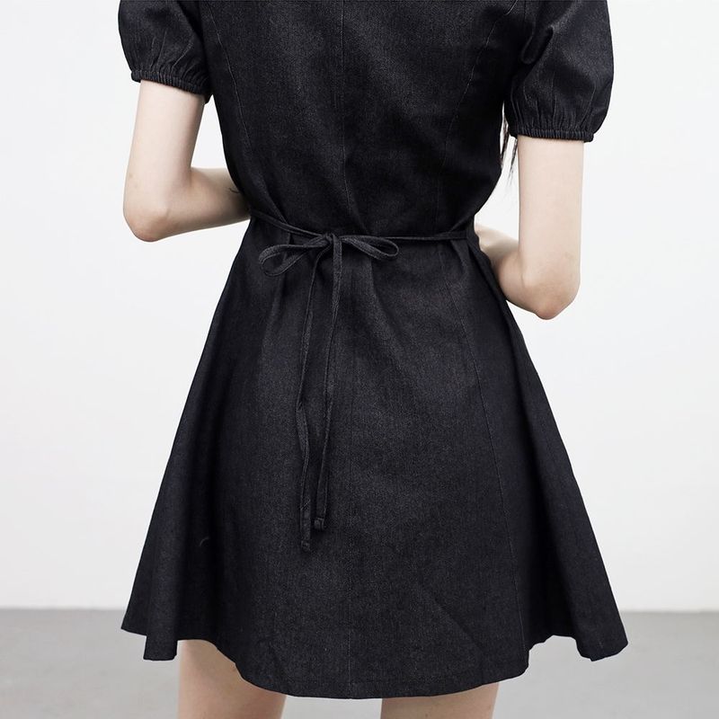 Clony Puff Raw Denim Dress