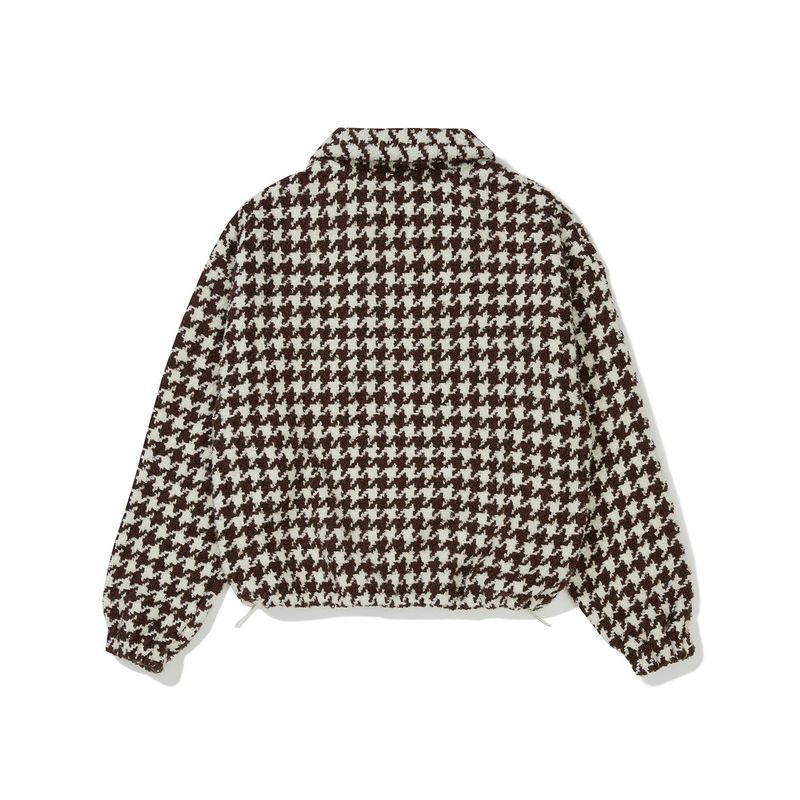 オーバーフィットハウンドニットアノラック / Overfit Hound Tooth Knit Anorak [BROWN]