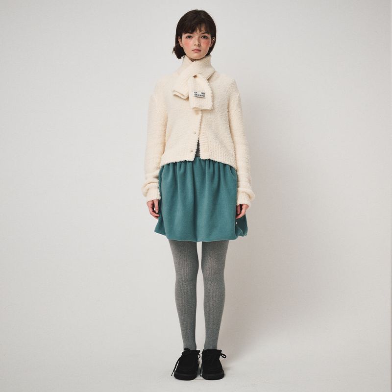 FLUFFY KNIT MUFFLER, CREAM