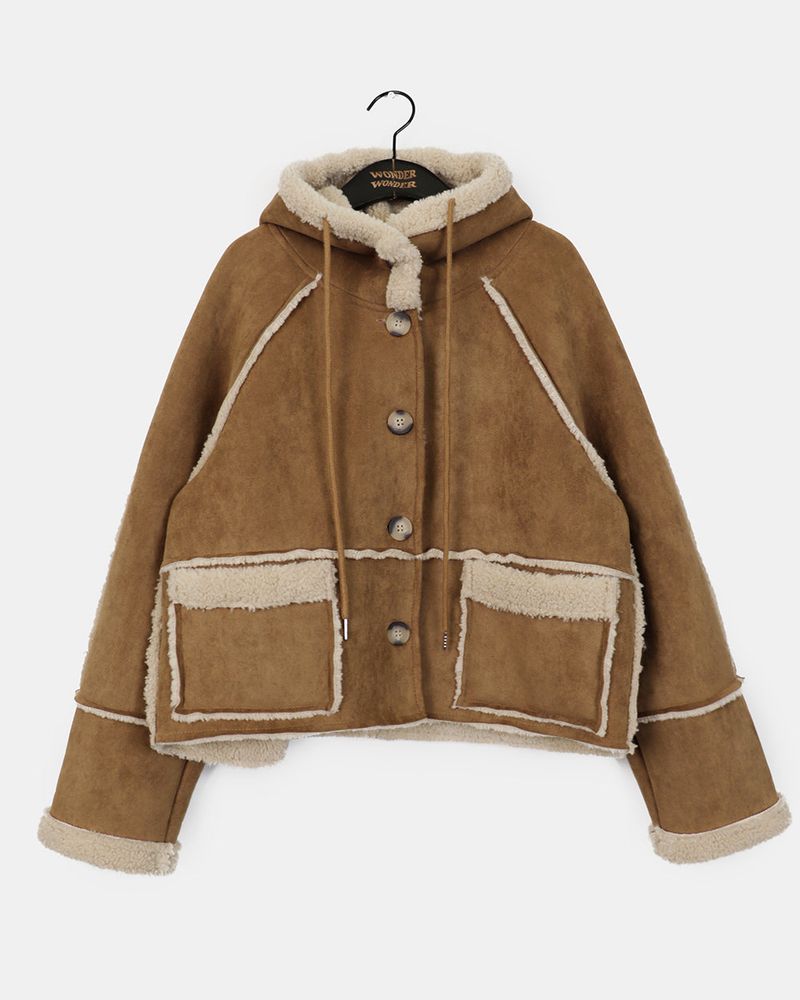 Most Wool Hooded Mustang Short Jacket
