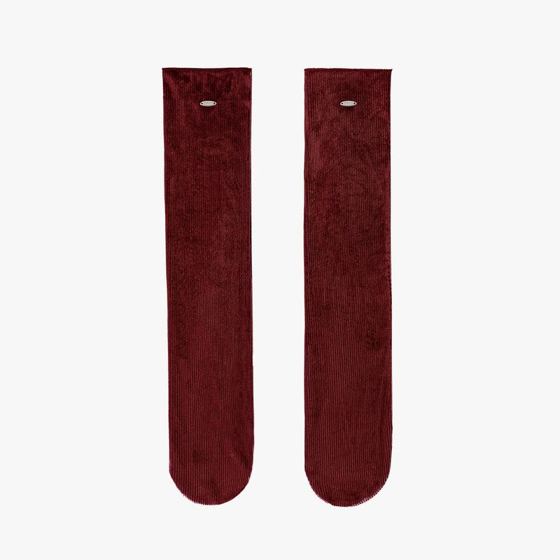 VELVET MIDDLE SOCKS (BURGUNDY)