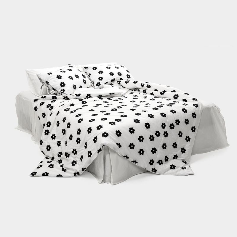 Black Flower Duvet Cover - Q size
