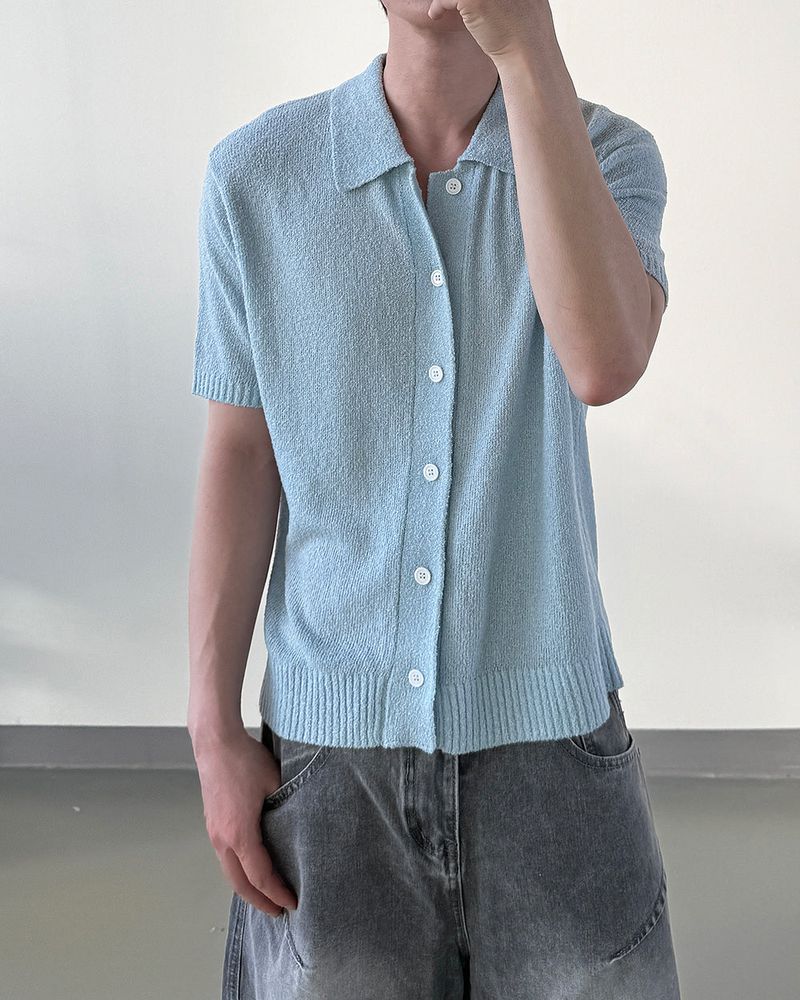 Bluema Bouclé Collar Short Sleeve Cardigan