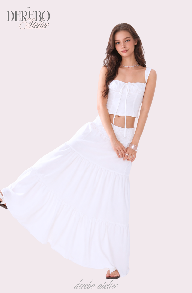 Shirring bustier long skirt set-up (set)