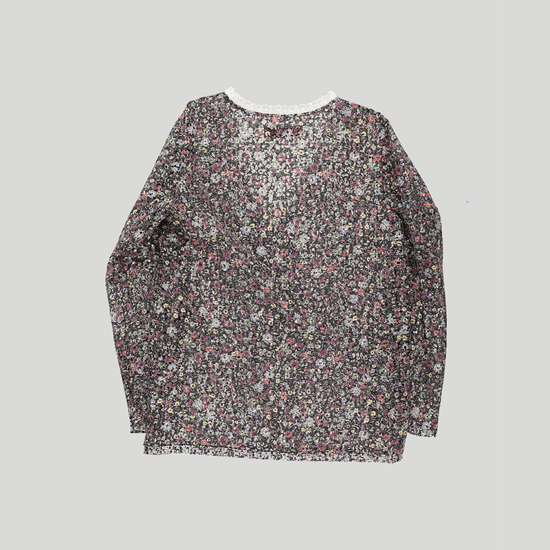 FLORAL PUNCHING V-NECK TOP
