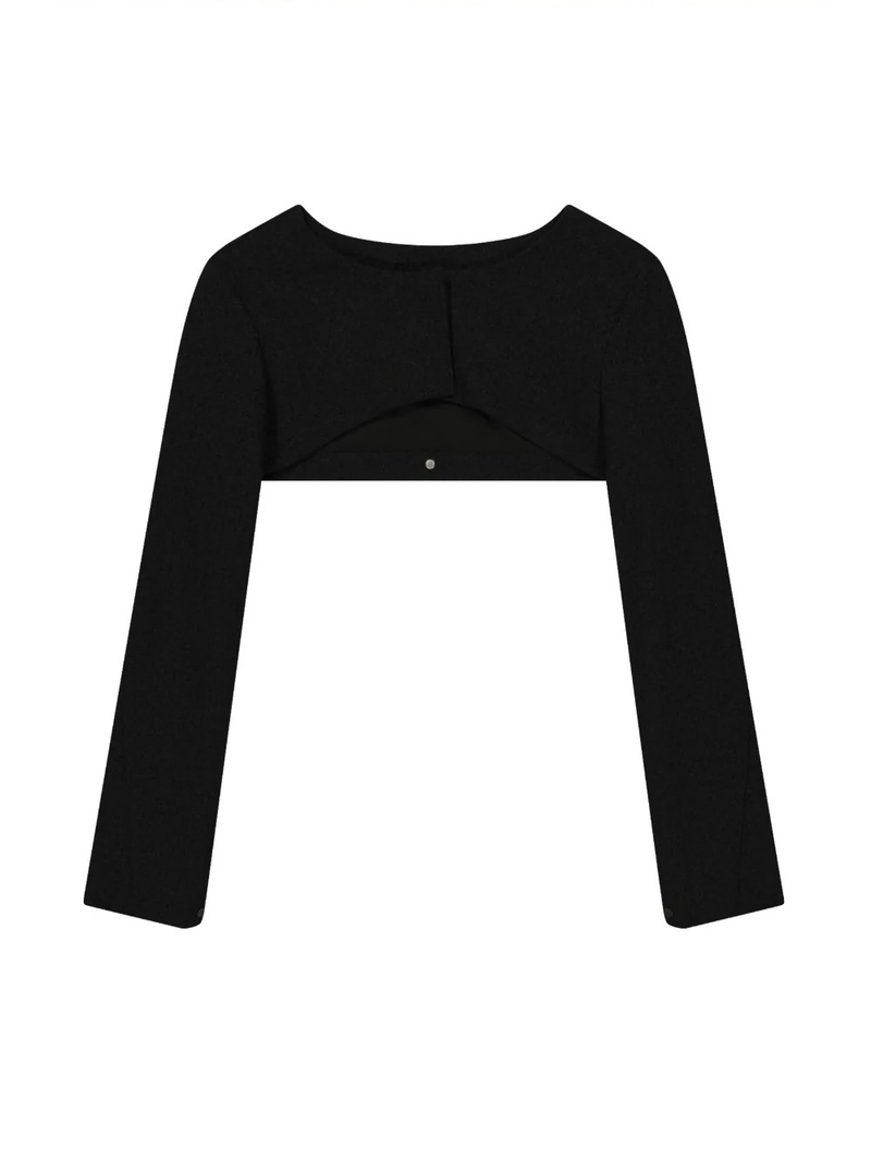 Layered Bolero Wool Jacket / Black