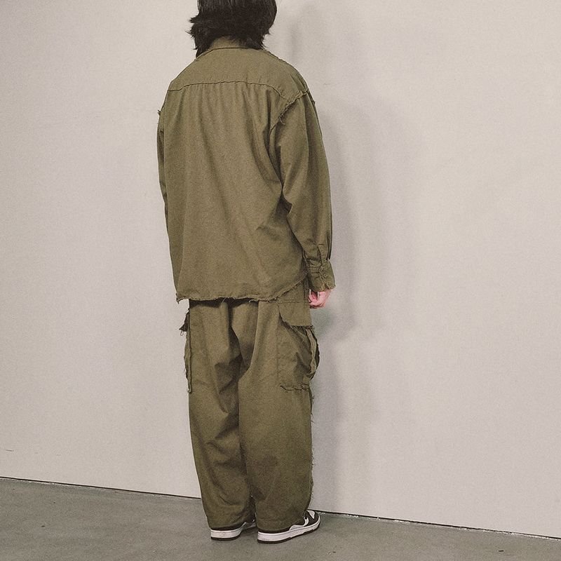 grunge plain shirt_khaki