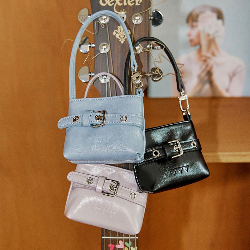 Buckle Mini Hobo Tote Bag Keyring _ Black