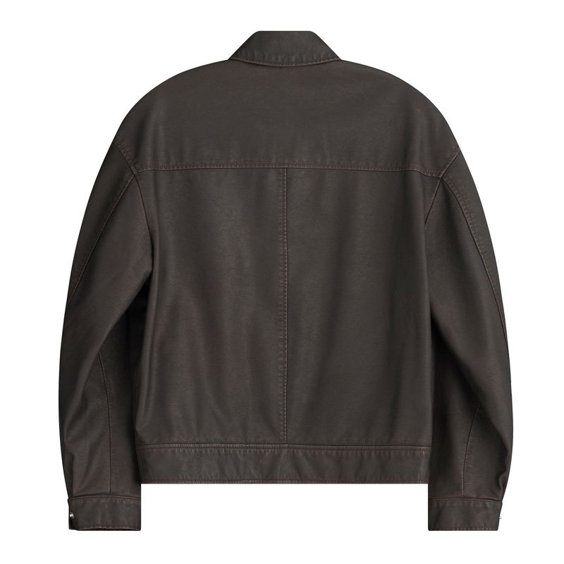 Overfit Curved Blouson Jacket (Brown)