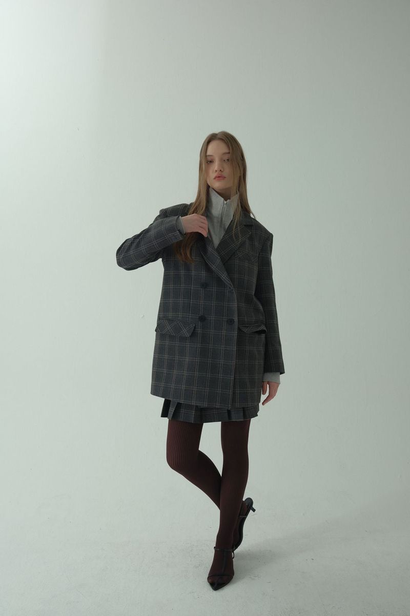 GLAM CHECK DOUBLE JACKET_BLACK