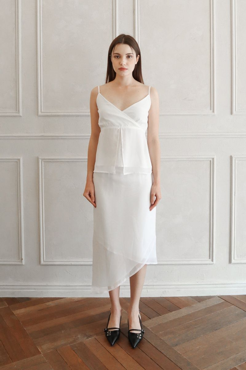 NICHEQYIEL（ニチェキュイエル）の「Lisha wrap long skirt (white)（Skirts）」