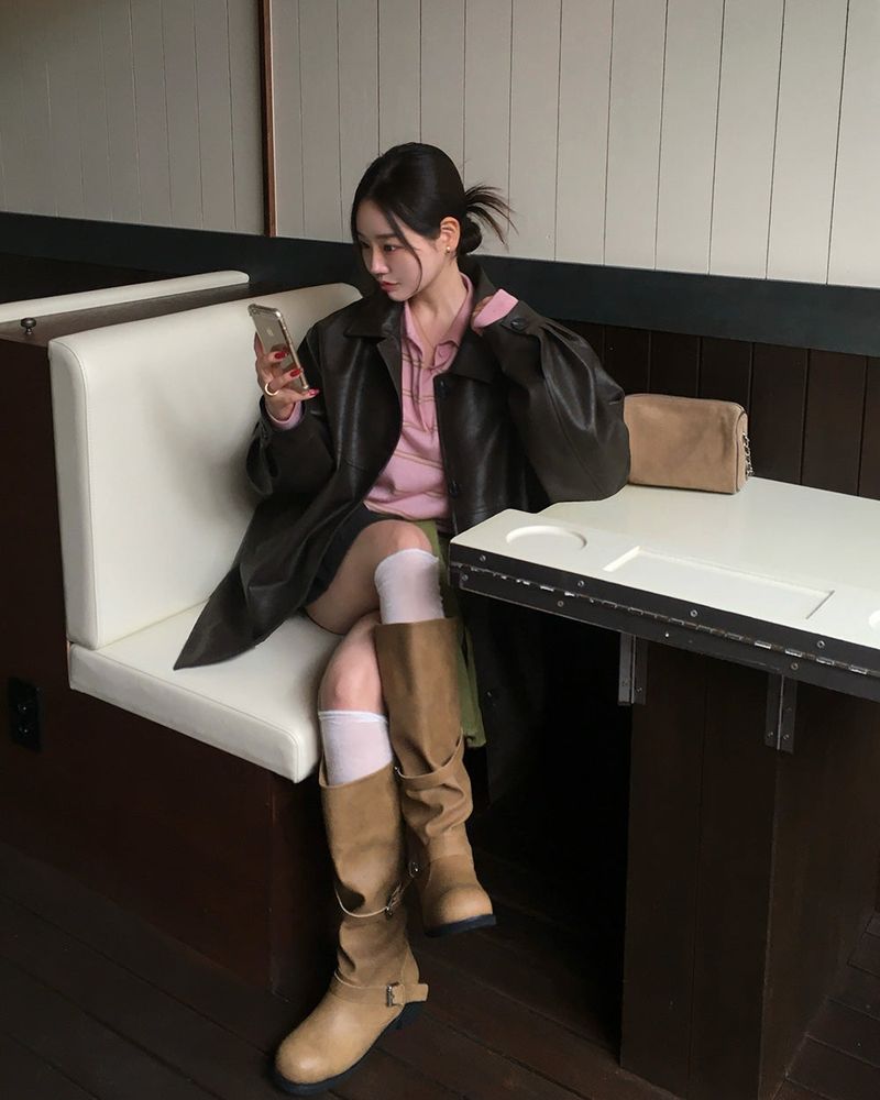 Our Leather Middle Jacket