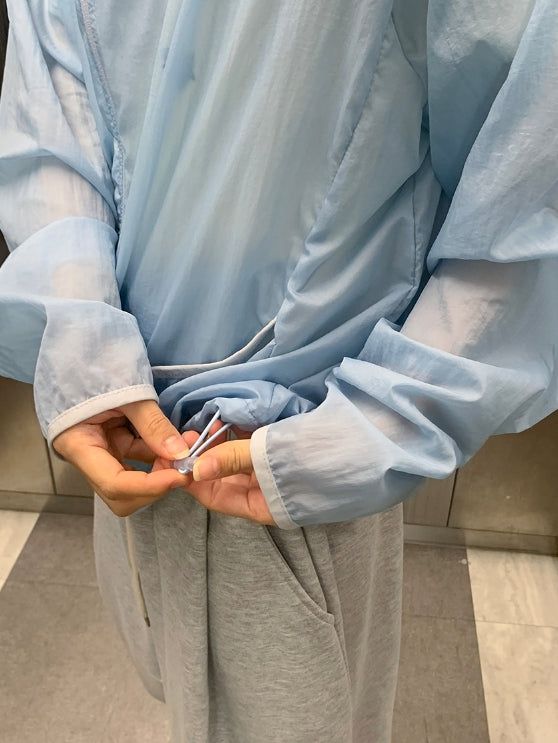 Mimove Diagonal SeeThrough Taping Summer Wind Jumper