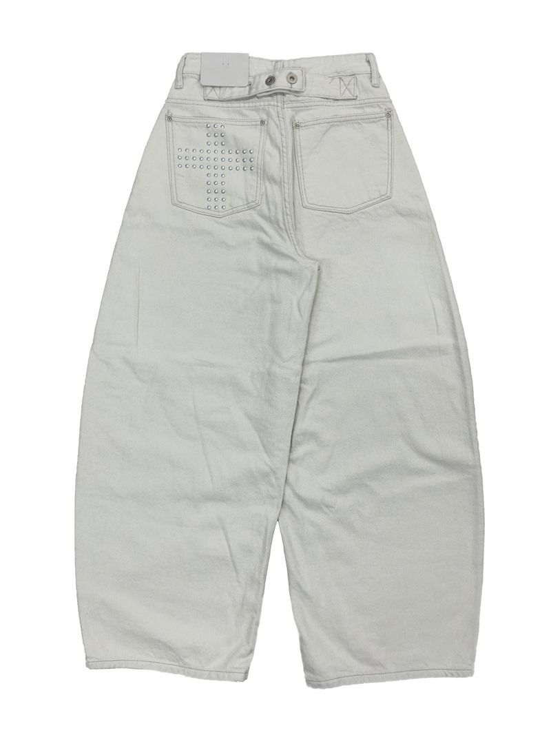 back pocket cross stud wide denim (fleece-lined / 2color)