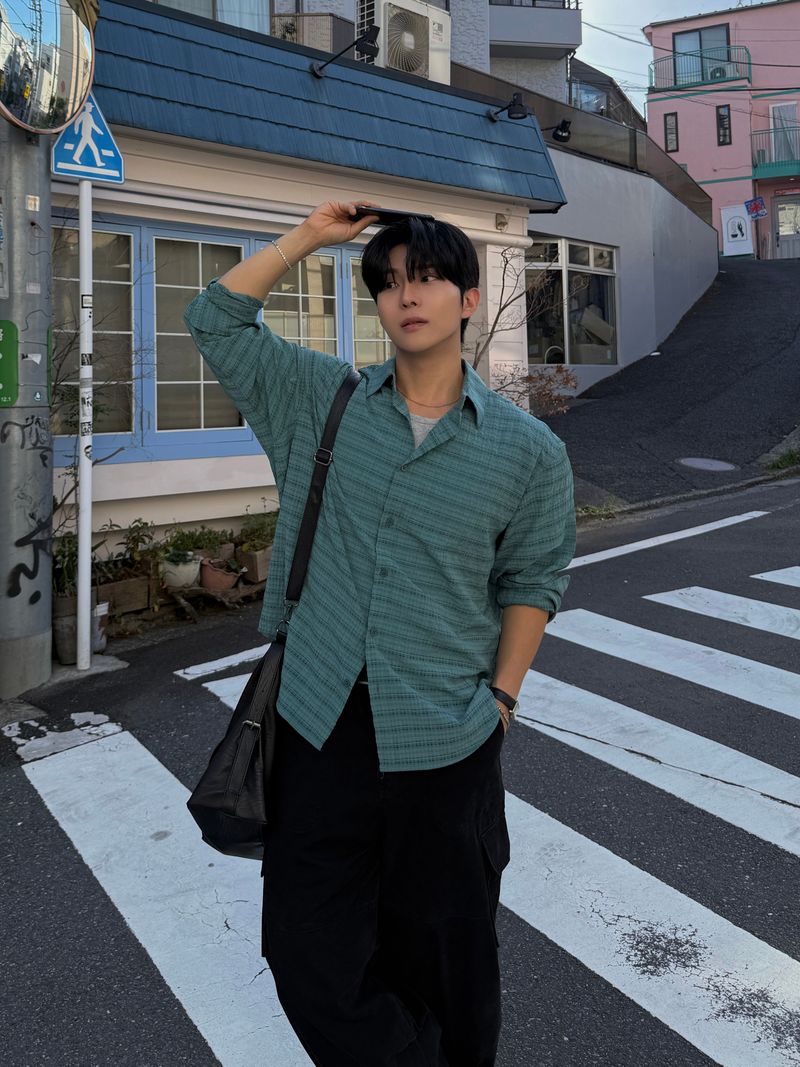 Suede check shirt