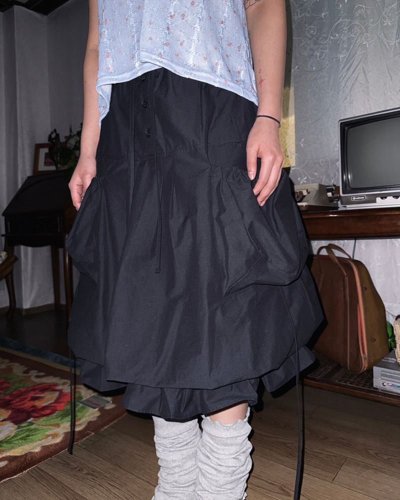 (3color) Frill Around Pocket Balloon Skirt