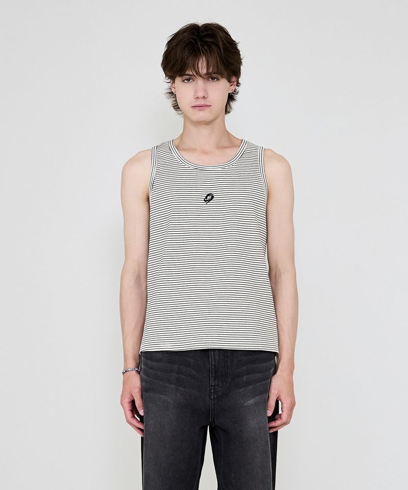 flow cotton ribbed sleeveless ivory stripe
