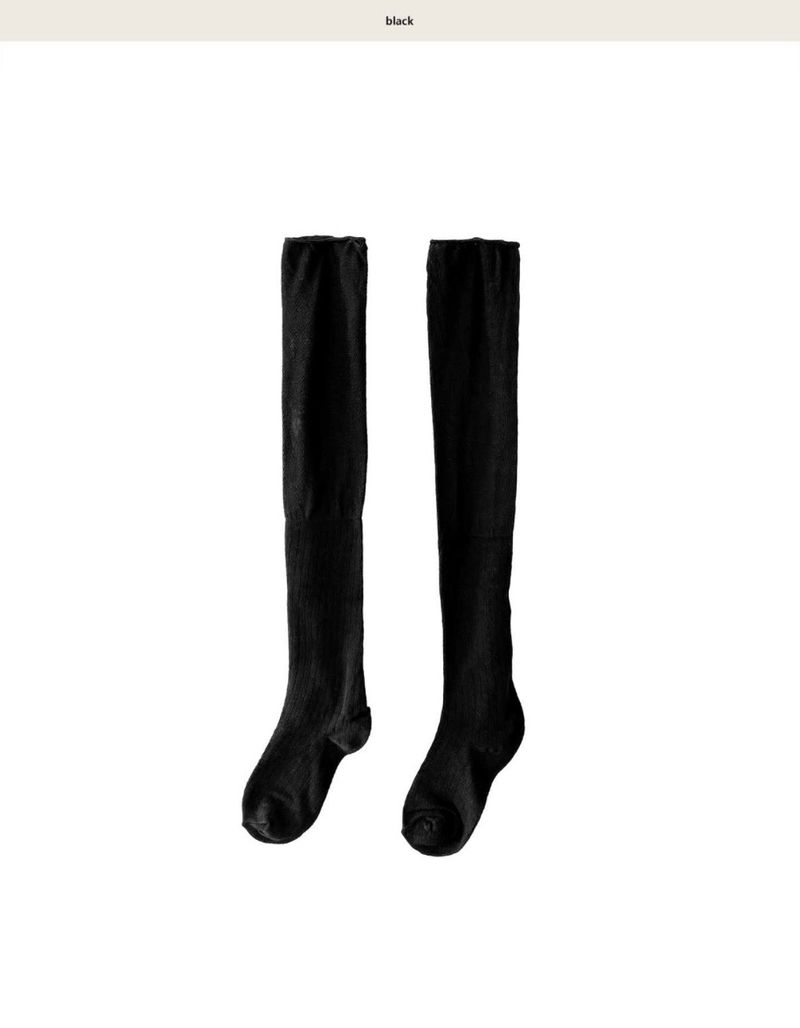 blur layered double over knee socks