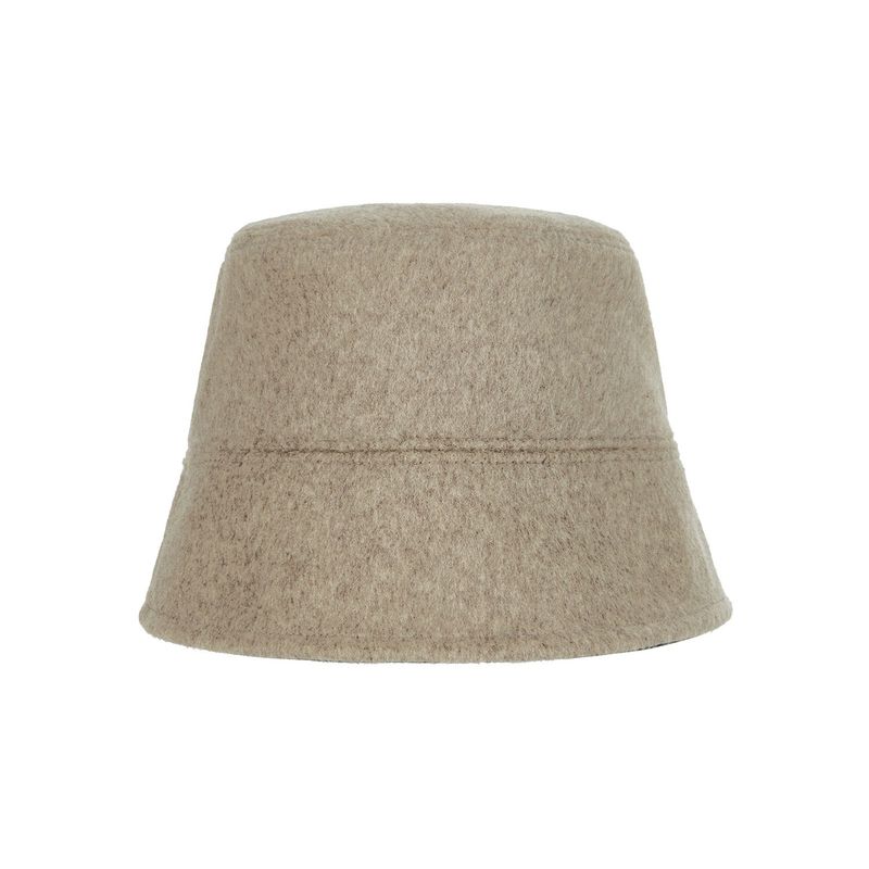 Stud Drop Over Fit Wool Bucket Hat Brown
