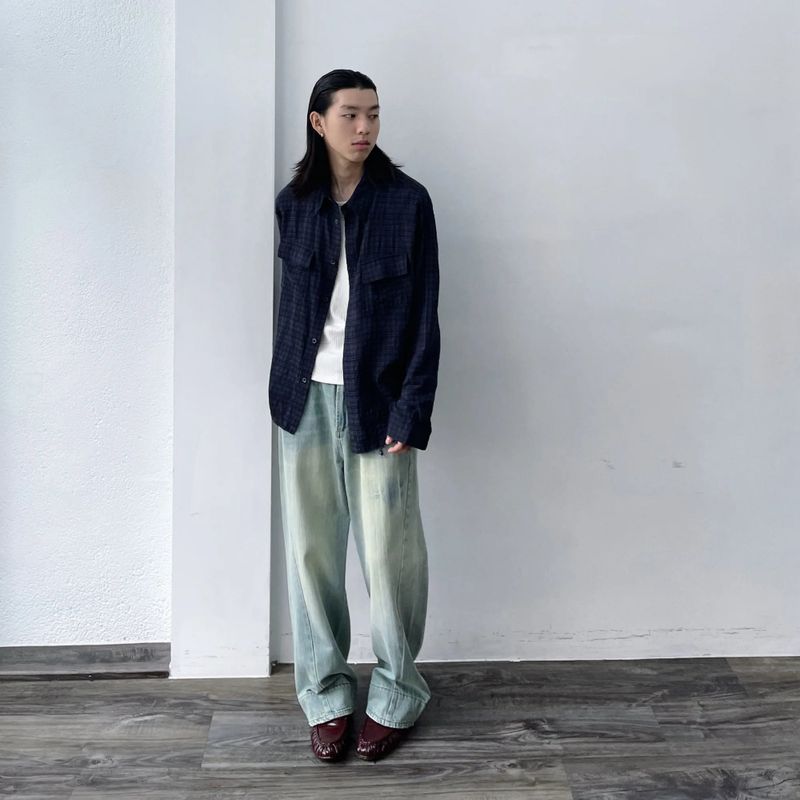 Cropped Utility Plaid Overshirt