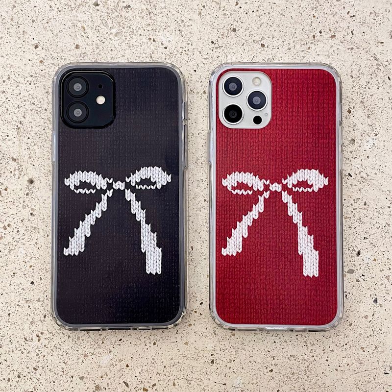 RIBBON KNIT HARD JELL CASE _RED