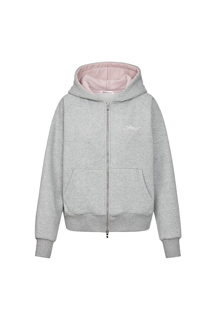 Raglan 2way Hood Zip-up (MELANGE GREY)