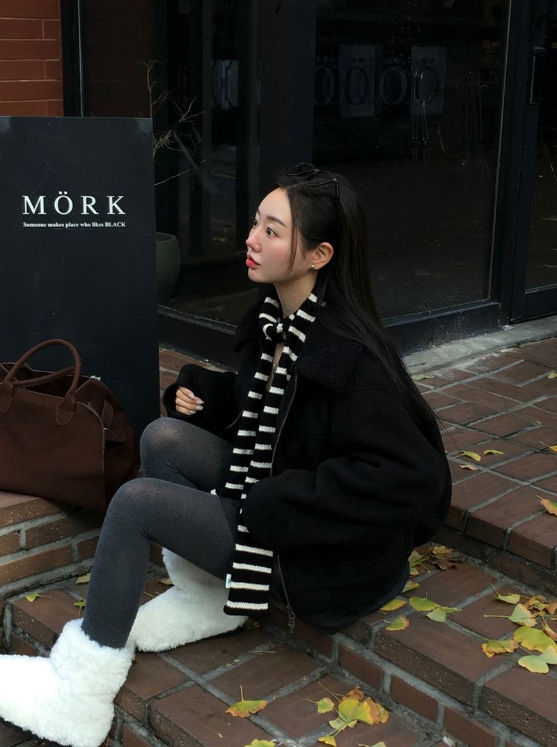 [BELLIDE MADE] Mock, suede blouson mouton jacket