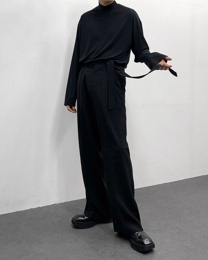 FL Belted Side Banding Wide Slacks (4 colors)