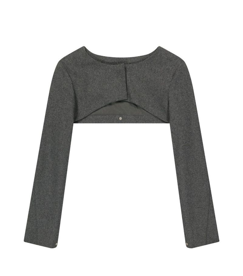 Layered Bolero Wool Jacket / Grey