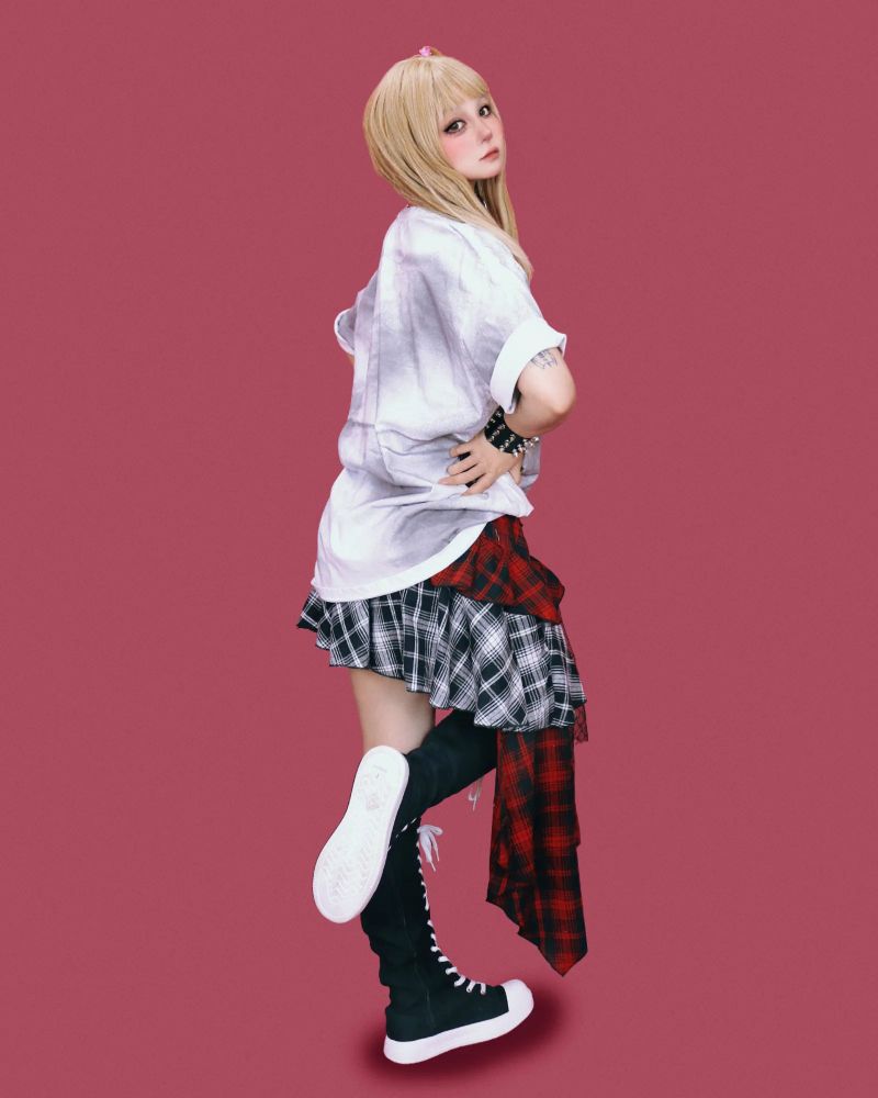 double punk unbalanced skirt
