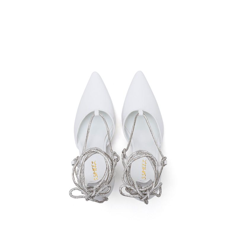Glitter Strap Stiletto Heel(White)