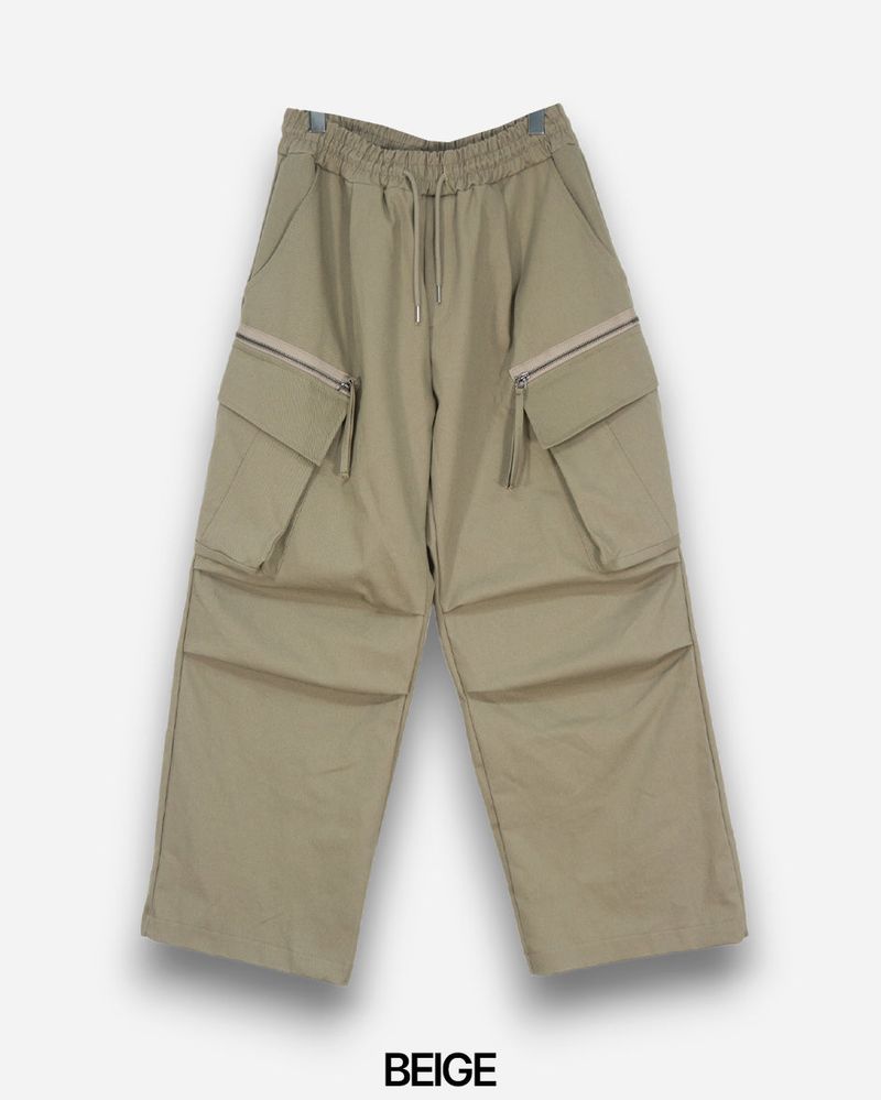 Zipper Big Cargo Cotton Pants