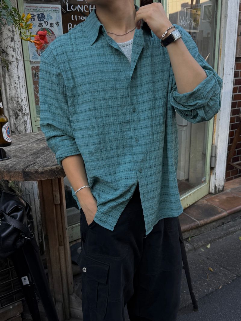 Suede check shirt