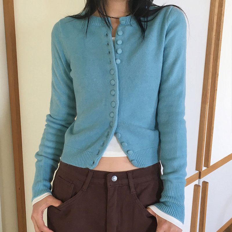 [Pretty color...💌] フォーンビーンボタンニットカーディガン