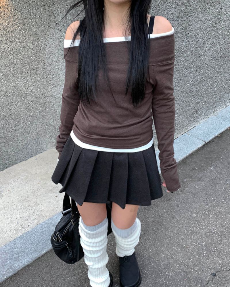 Wool pleated pants skirt