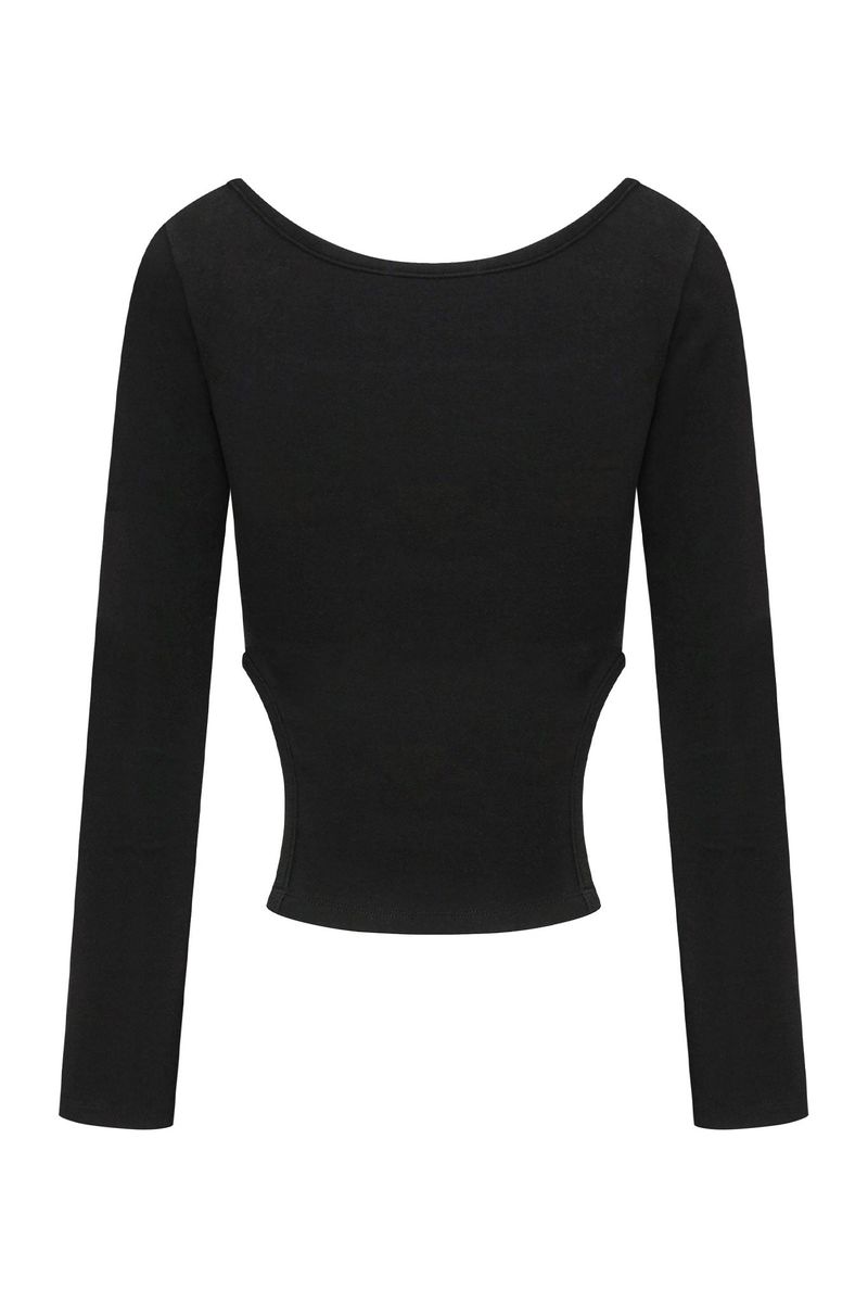 Eyelet side-cut tee (black)