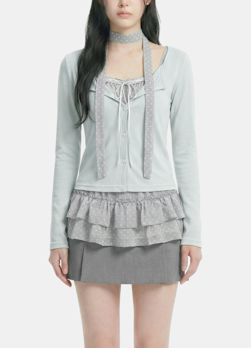 Sophie Dot Layered Cardigan Set