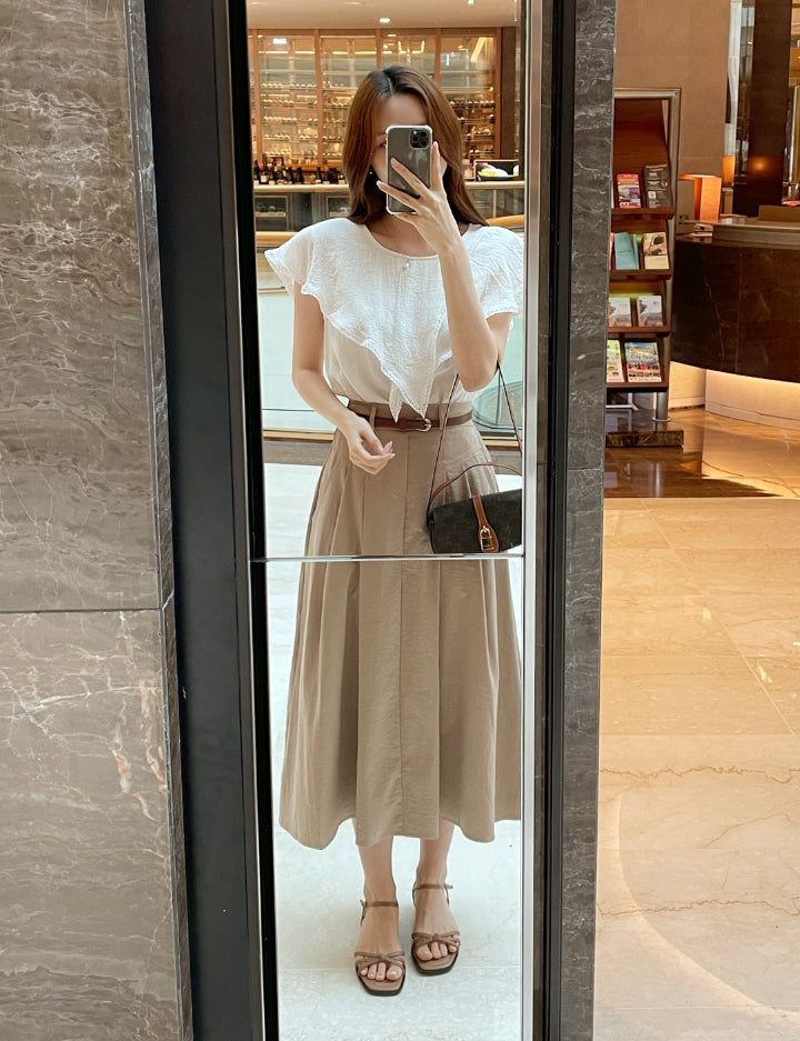 iam mari（アイアム マリ）の「Desman Pintuck Banding Flare Skirt (Belt set)（Skirts）」