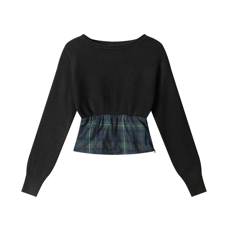 Mori Check Blended Knit Top 233426808