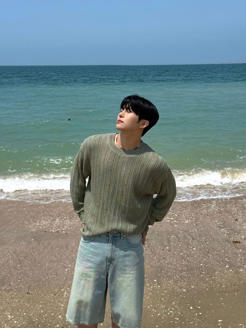 Ocean washing bermuda denim pants