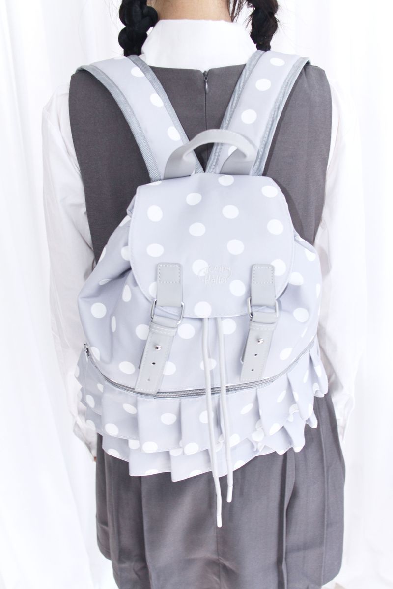 Dot Frill Backpack Kitchen Stripe Daily Bobusang Bag