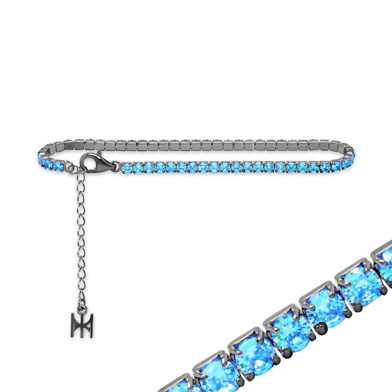 [S925] Skyblue Mini Tennis Bracelet (black silver)