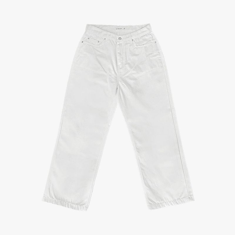 Leaf denim wide pants