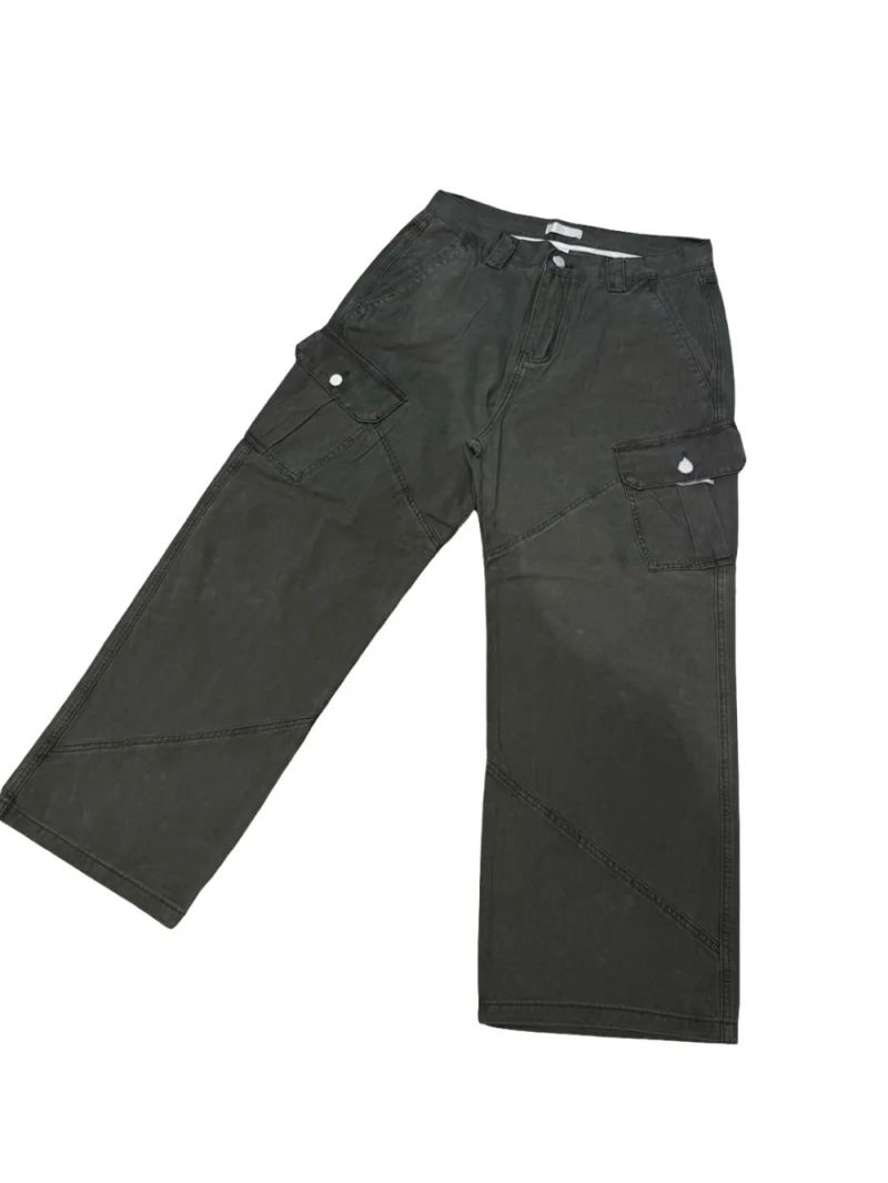 LMN Paneled Washed Cargo Wide Pants (3 colors)