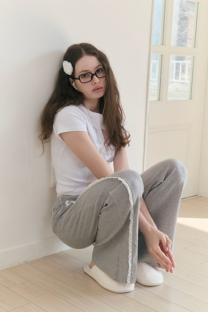 Sweet Dreams Lace Flare Pants (Gray)