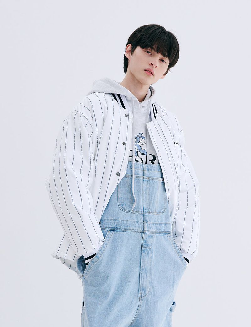 LOGO STRIPE VARSITY JACKET