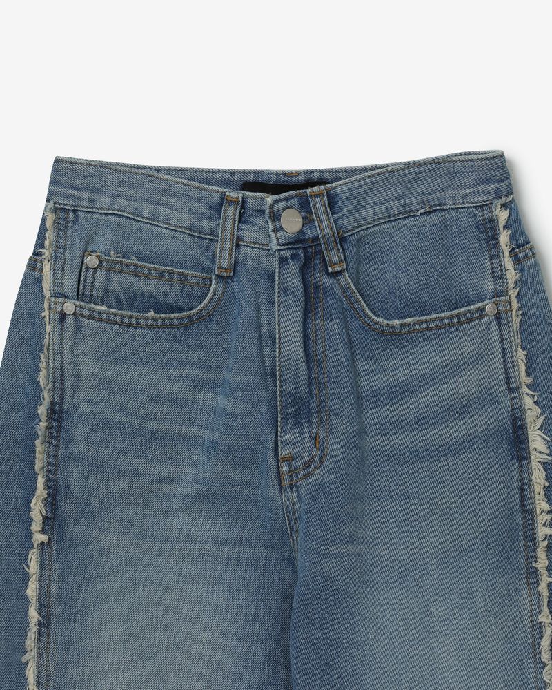 Diagonal fringe denim [ midium blue ]
