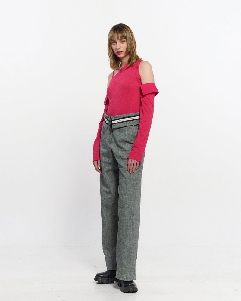Fold Over Wide Slacks _ GREY
