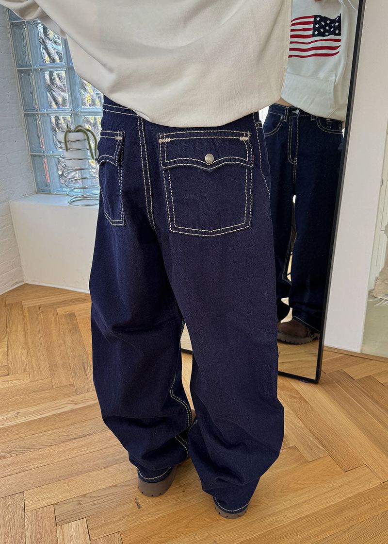 STITCH POCKET WIDE DENIM